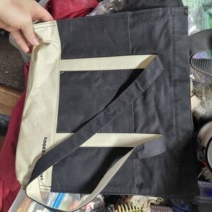Canvas Messenger Bag in Black and Cream